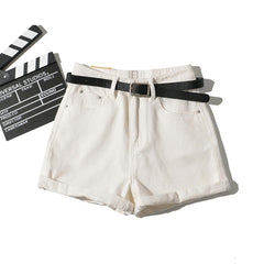 Tangada Women Vintage Summer Denim Shorts with Belt Zipper Pockets Female Retro Casual Shorts Pantalones PP02