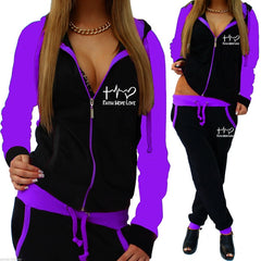 Printed Tracksuit Women 2 Piece Set Zipper Sweatshirt+Pants Sportwear Women's Sports Suit Hooded Hoodies Set Female Clothes