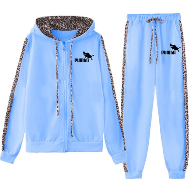 Printed Tracksuit Women 2 Piece Set Zipper Sweatshirt+Pants Sportwear Women's Sports Suit Hooded Hoodies Set Female Clothes