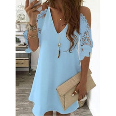 Vintage Sexy Fashion Dress Women Summer Lace Solid Color Dress Casual  Party Dress V Neck Sling Sundress Plus Size Vestidos