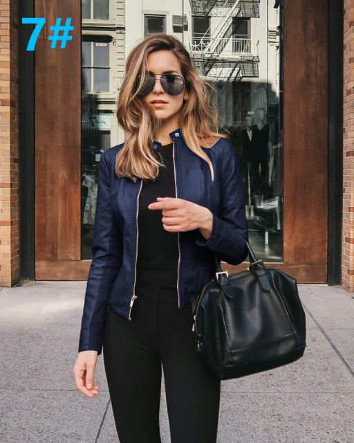 Jacket Women Coat Jackets PU Leather Keeps Warm Fashion Long Sleeve black blue Coat Thick Warm Female Jacket 2021  tops Winter