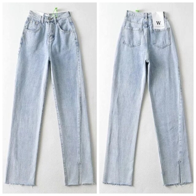MosiMolly 2021 Washed Denim Pants Jeans Women Boyfriend Jeans Casual Pants Split Long Pants Bottom Black Jeans