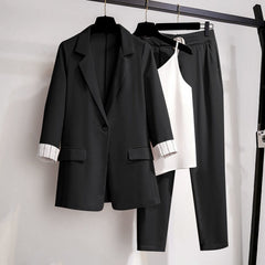 Women Blazer Suit for Spring Autumn Lady Blazer Jacket +Long Pant Female Outerwear Elegant Ladies Coat Plus Size M-4XL 336#