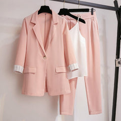 Women Blazer Suit for Spring Autumn Lady Blazer Jacket +Long Pant Female Outerwear Elegant Ladies Coat Plus Size M-4XL 336#