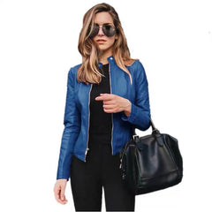 Jacket Women Coat Jackets PU Leather Keeps Warm Fashion Long Sleeve black blue Coat Thick Warm Female Jacket 2021  tops Winter