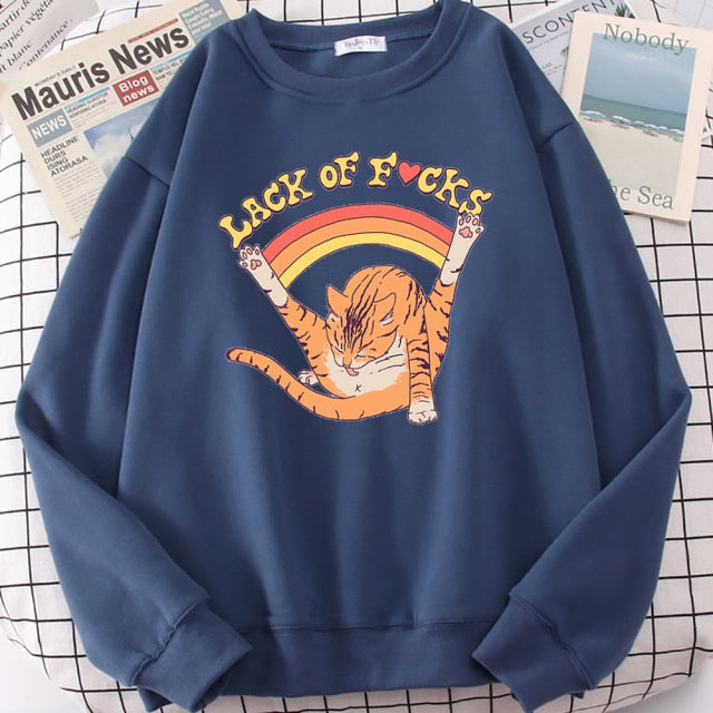 LIZAKOSHT  -  Support Your Local Street Cats Print Hoody Women Fashion Fleece Hoodie Oversize Loose Sweatshirt Crewneck Pullover Female Autumn