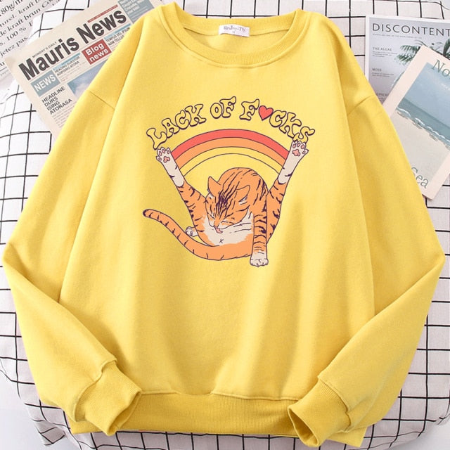 LIZAKOSHT  -  Support Your Local Street Cats Print Hoody Women Fashion Fleece Hoodie Oversize Loose Sweatshirt Crewneck Pullover Female Autumn