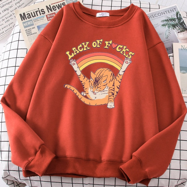 LIZAKOSHT  -  Support Your Local Street Cats Print Hoody Women Fashion Fleece Hoodie Oversize Loose Sweatshirt Crewneck Pullover Female Autumn