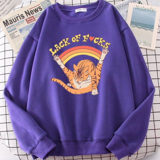 LIZAKOSHT  -  Support Your Local Street Cats Print Hoody Women Fashion Fleece Hoodie Oversize Loose Sweatshirt Crewneck Pullover Female Autumn