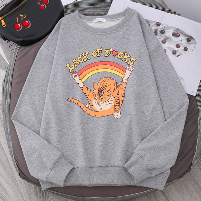 LIZAKOSHT  -  Support Your Local Street Cats Print Hoody Women Fashion Fleece Hoodie Oversize Loose Sweatshirt Crewneck Pullover Female Autumn