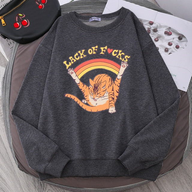LIZAKOSHT  -  Support Your Local Street Cats Print Hoody Women Fashion Fleece Hoodie Oversize Loose Sweatshirt Crewneck Pullover Female Autumn