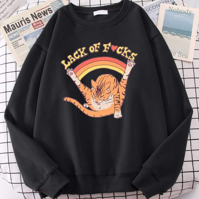 LIZAKOSHT  -  Support Your Local Street Cats Print Hoody Women Fashion Fleece Hoodie Oversize Loose Sweatshirt Crewneck Pullover Female Autumn
