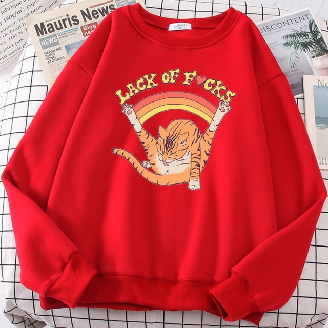 LIZAKOSHT  -  Support Your Local Street Cats Print Hoody Women Fashion Fleece Hoodie Oversize Loose Sweatshirt Crewneck Pullover Female Autumn
