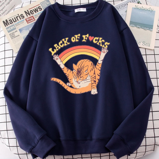 LIZAKOSHT  -  Support Your Local Street Cats Print Hoody Women Fashion Fleece Hoodie Oversize Loose Sweatshirt Crewneck Pullover Female Autumn