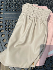 Elastic High Waist White PU Shorts Women Loose Faux Leather Runner Shorts Summer Streetwear Sexy Wide Leg Shorts For Women
