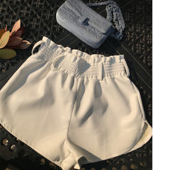 Elastic High Waist White PU Shorts Women Loose Faux Leather Runner Shorts Summer Streetwear Sexy Wide Leg Shorts For Women