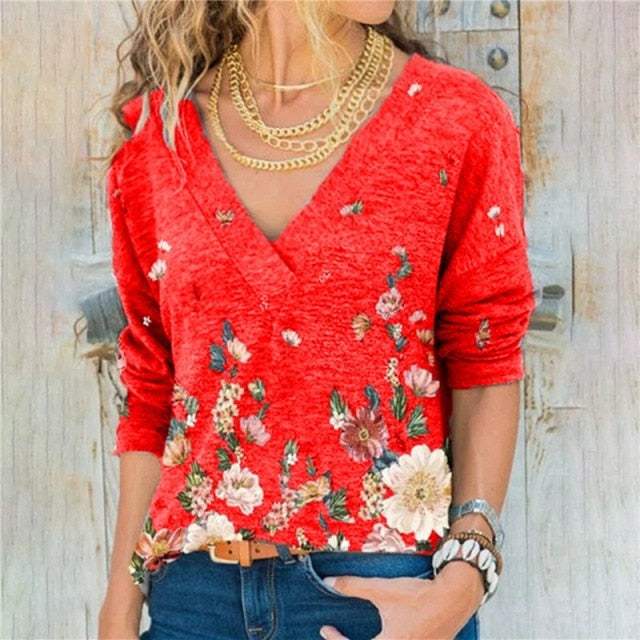 LIZAKOSHT  -  Women Clothing Autumn Spring Women Basic T Shirt New Fashion Long Sleeve V-Neck T Shirt Casual Slim Tops