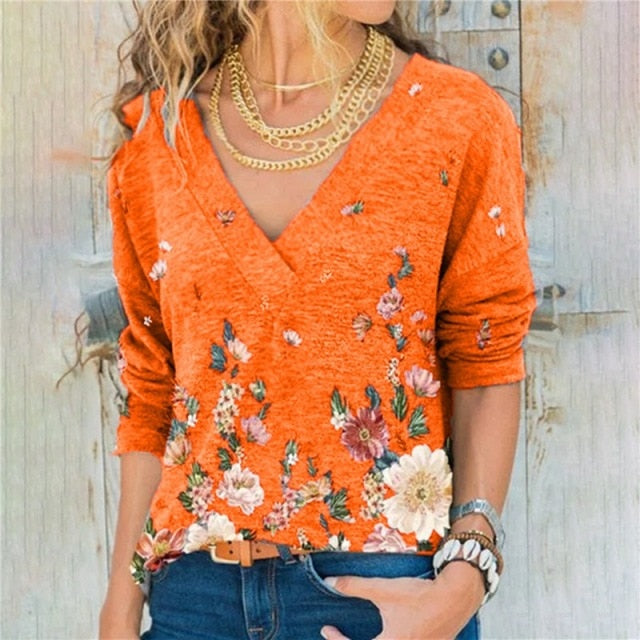 LIZAKOSHT  -  Women Clothing Autumn Spring Women Basic T Shirt New Fashion Long Sleeve V-Neck T Shirt Casual Slim Tops