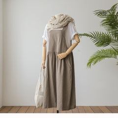 New Summer Dress Ladies Dress Plus Size XL- 5XL Cotton Linen Women Tank Vestidos Sleeveless Robe Dress Pockets Clothes KE02