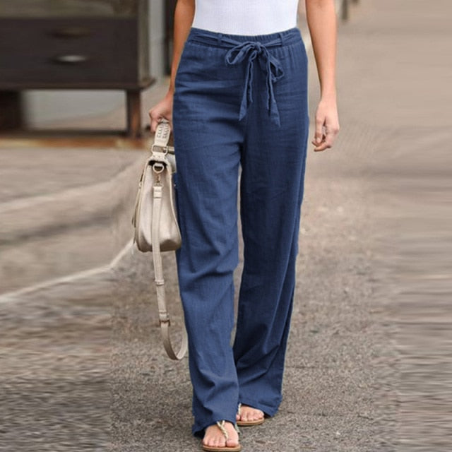 Vintage Printed Pants Women's Autumn Trousers ZANZEA 2021 Casual Elastic Waist Pantalon Palazzo Female Drawstring Long Turnip