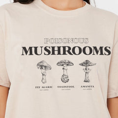Vintage Fashion Mushroom Print Oversized T Shirt Egirl Grunge Aesthetic Streetwear Graphic Tees Women T-shirts Cute Tops Clothes