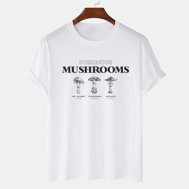 Vintage Fashion Mushroom Print Oversized T Shirt Egirl Grunge Aesthetic Streetwear Graphic Tees Women T-shirts Cute Tops Clothes