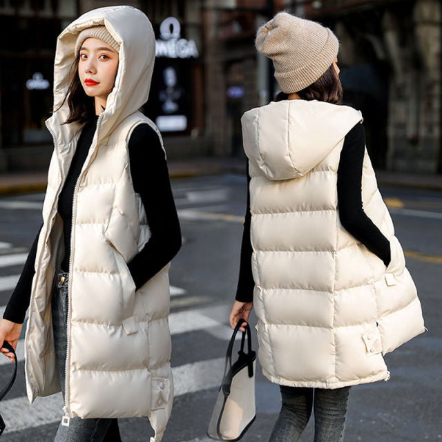 New Autumn And Winter Women's Vest Loose Mid-Length Women's Waistcoat Large Size Women's Sleeveless Jacket