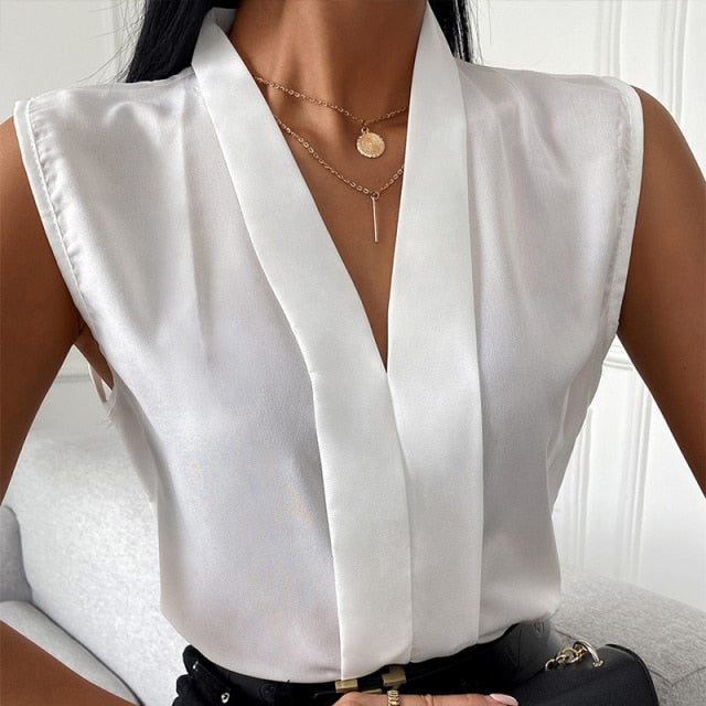 Summer Fashion Long Sleeve Women's Blouse Sexy Cross V-neck Thin Black Female Blouses Spring Casual Office Elegant Lady Top