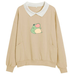 Frog Swearshirt Graphic Aesthetic Oversize Clothes Harajuku Cotton Pullover Feminino Hoodies with Pocket Kawaii Hoodie for Girls