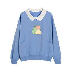Frog Swearshirt Graphic Aesthetic Oversize Clothes Harajuku Cotton Pullover Feminino Hoodies with Pocket Kawaii Hoodie for Girls