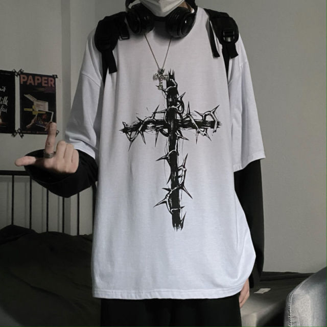 Lizakosht Gothic Goth Style Tshirt 2021 Mall Goth Tops Punk Long Sleeve Oversized T-shirt Japanese Streetwear Fashion Korean Style
