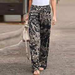 Vintage Printed Pants Women's Autumn Trousers ZANZEA 2021 Casual Elastic Waist Pantalon Palazzo Female Drawstring Long Turnip