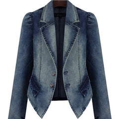 Femal Large Size Denim Jacket Fat mm Slimming Long Sleeve Suit Coat  Autumn Winter Coat Women New Fashion 2021 Women