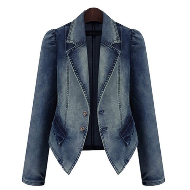 Femal Large Size Denim Jacket Fat mm Slimming Long Sleeve Suit Coat  Autumn Winter Coat Women New Fashion 2021 Women