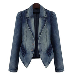 Femal Large Size Denim Jacket Fat mm Slimming Long Sleeve Suit Coat  Autumn Winter Coat Women New Fashion 2021 Women