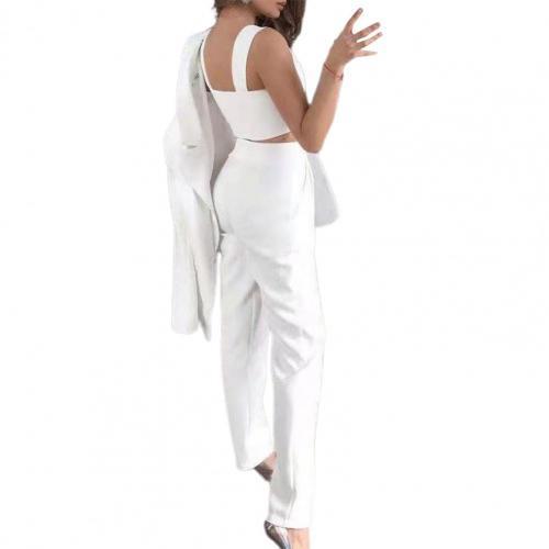 3Pcs/Set Women Suits Blazer Coat Pants Top Summer Single Button Sling Breathable Turndown Collar Office Lady Jacket  Dress Suit
