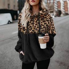 Women Fleece Hoodies  Long Sleeve Hooded Pullover Sweatshirt Autumn Winter Warm Zipper Pocket Fur Coat Plus Size 5XL