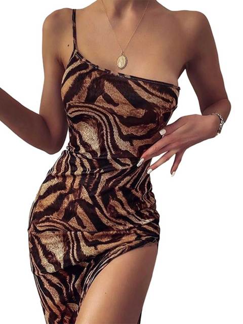 Women Dress Tiger Print Sleeveless Spaghetti Long Dress Bodycon Sexy Evening Party Maxi Dresses Clubwear NEW Sexy V Neck Leopard