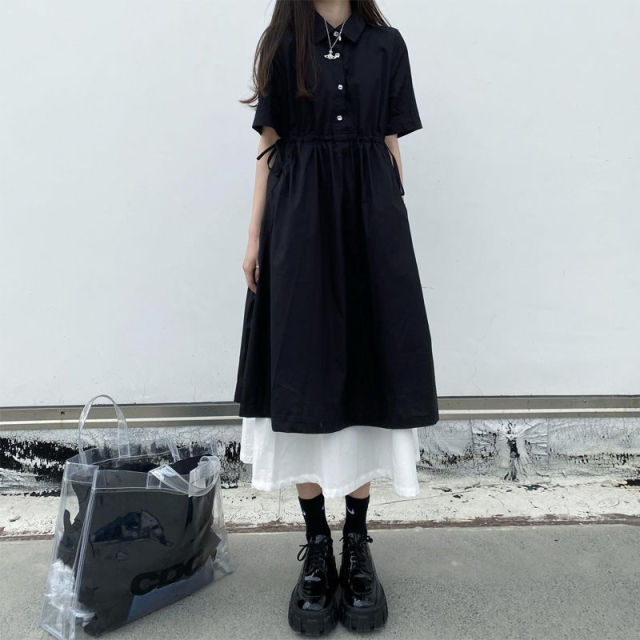 Street Japanese Lolita Dress Womens Dresses Spring Autumn Women 2021 Long Midi Dress Kawaii Dress Vintage Black Chic Dress Xxl