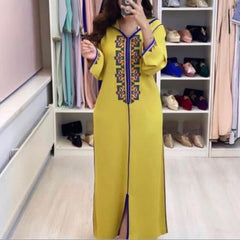 Lizakosht Dress Jellaba Kaftan Moroccan Elegant Maxi Dresses Muslim African A Line Women Plain Casual Office Retro Long Dress 2021