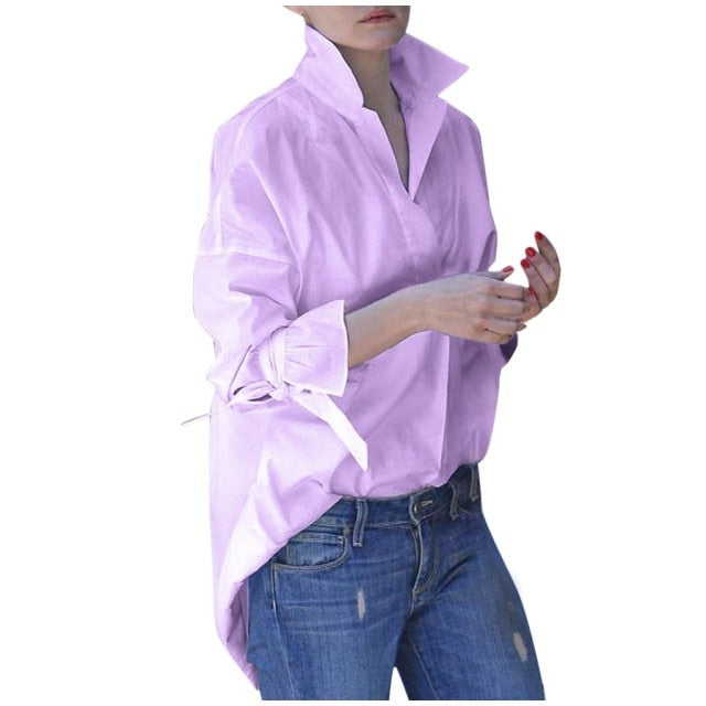 Spring Long Sleeve Tops Women Casual Shirt Top Lapel Shirt 2021 Fashion Plain Print Blouse Shirt Tops Blouses Women Clothing