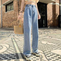 SLPBELY Woman Black Jeans Spring Summer Vintage High Waist Wide Leg Denim Long Pant Fashion Harajuku Straight Pant Streetwear