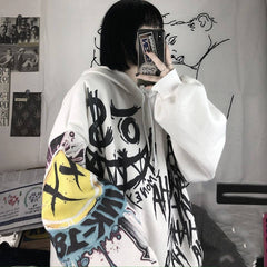 Lizakosht Gothic Japan Cartoon Hip Hop Hoodie Sweatshirt Oversize Women Spring Autumn Funny Punk Hoodies Tops Females Clothes Hoodie Girl