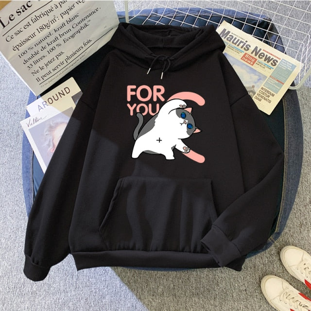 Hoody Little Panda Drinking Milk Tea Print Hoodie Streetwear Cute Winter Clothes Womens Oversized Loose Sweatshirts Women 2021