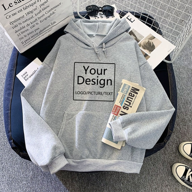 Women Custom Hoodie Customize Logo Personalized Hoodie Customized Print Text DIY Hoodie  Sweatshirts