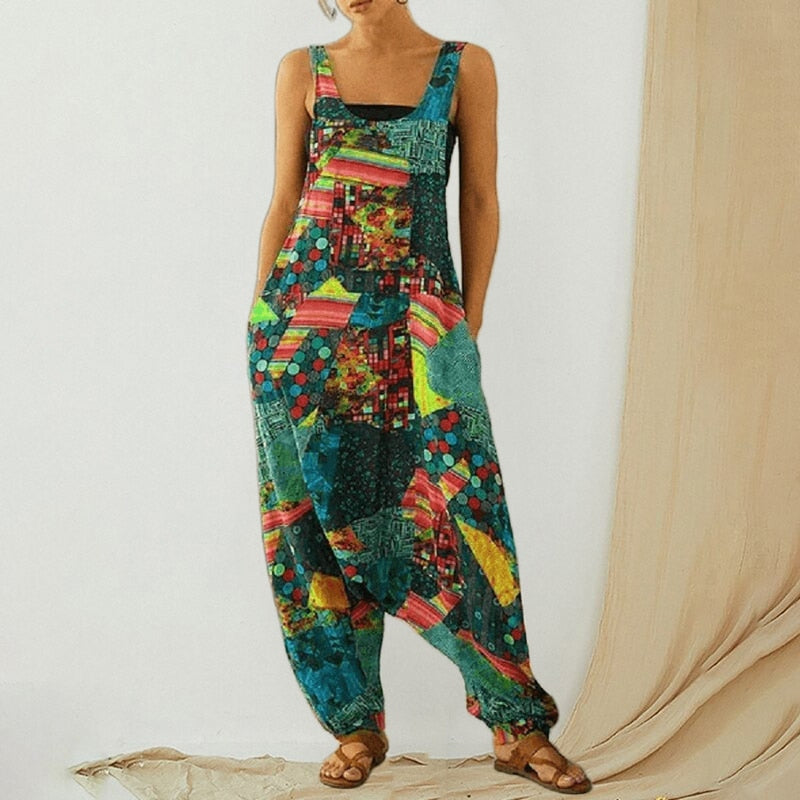 Fashion Women Summer Harem Overall Jumpsuit Vintage Sleeveless Straps Trouser Jumpsuit Casual Rompers Jumpsuit For Women