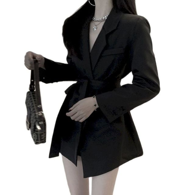 New Suit Jacket Women's Trendy Dark Black  Retro Loose And Thin Fried Street Suit Jacket Women 2021 Spring And Autumn Loose A