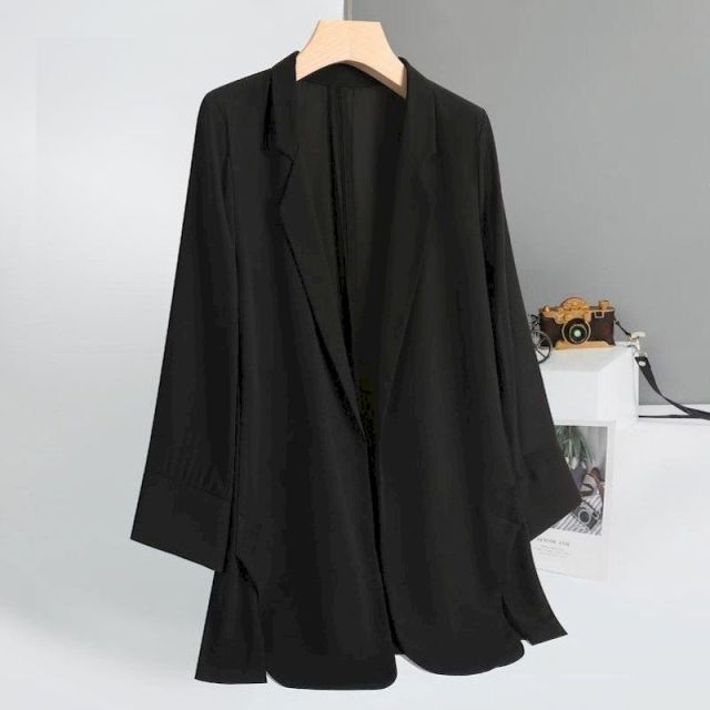 New Suit Jacket Women's Trendy Dark Black  Retro Loose And Thin Fried Street Suit Jacket Women 2021 Spring And Autumn Loose A