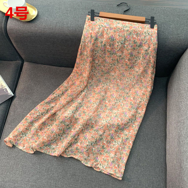 Lizakosht Empire Skirts Women Retro Chic Fashion Soft Chiffon Summer Vacation Ladies Clothing Hot Sale Popular Floral Korean Femme Skirt