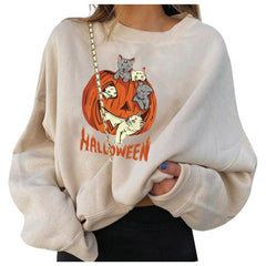 HAMSGEND Women's Clothing Solid Hoodies Halloween Fashion Women's Casual Long Sleeve Printed sweatshirt women 2021 Hoodies